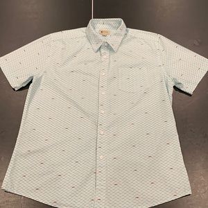 Summer Beach Short-Sleeve Button Down Shirt, Men’s Large